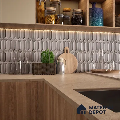 Faux Subway Wall Tile TL 04688 F Capsule Solara Eclipse Grey 2 ft x 1 ft Ceramic Glossy Finish - 9 mm | Suitable For Kitchen, Bathroom Walls and Backsplashes | Please Expect a Slight Variation of Pattern (Sample)