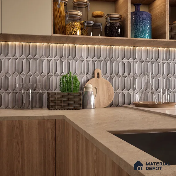 Faux Subway Wall Tile TL 04688 F Capsule Solara Eclipse Grey 2 ft x 1 ft Ceramic Glossy Finish - 9 mm | Suitable For Kitchen, Bathroom Walls and Backsplashes | Please Expect a Slight Variation of Pattern (Sample)