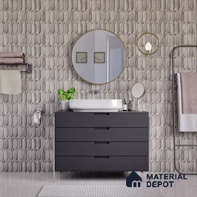 Faux Subway Wall Tile TL 04688 F Capsule Solara Eclipse Grey 2 ft x 1 ft Ceramic Glossy Finish - 9 mm | Suitable For Kitchen, Bathroom Walls and Backsplashes | Please Expect a Slight Variation of Pattern (Sample)