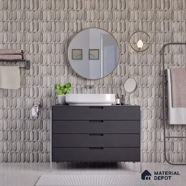 Faux Subway Wall Tile TL 04688 F Capsule Solara Eclipse Grey 2 ft x 1 ft Ceramic Glossy Finish - 9 mm | Suitable For Kitchen, Bathroom Walls and Backsplashes | Please Expect a Slight Variation of Pattern (Sample)