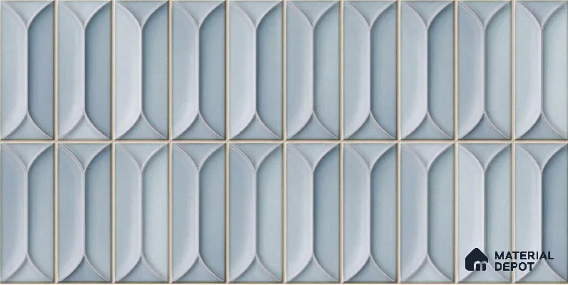 Faux Subway Wall Tile TL 04688 Capsule Solara Fairy Blue 2 ft x 1 ft Ceramic Glossy Finish - 9 mm | Suitable For Kitchen, Bathroom Walls and Backsplashes | Please Expect a Slight Variation of Pattern (Sample)