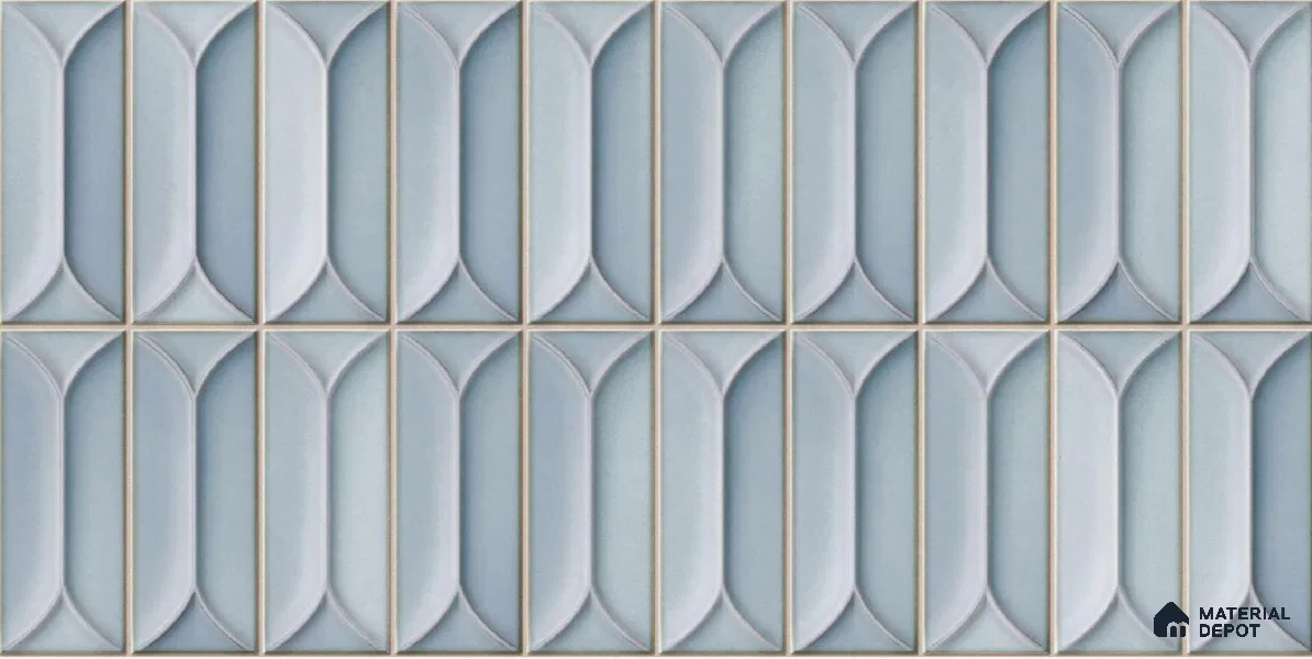 Faux Subway Wall Tile TL 04688 Capsule Solara Fairy Blue 2 ft x 1 ft Ceramic Glossy Finish - 9 mm | Suitable For Kitchen, Bathroom Walls and Backsplashes | Please Expect a Slight Variation of Pattern (Sample)