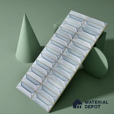 Faux Subway Wall Tile TL 04688 Capsule Solara Fairy Blue 2 ft x 1 ft Ceramic Glossy Finish - 9 mm | Suitable For Kitchen, Bathroom Walls and Backsplashes | Please Expect a Slight Variation of Pattern (Sample)