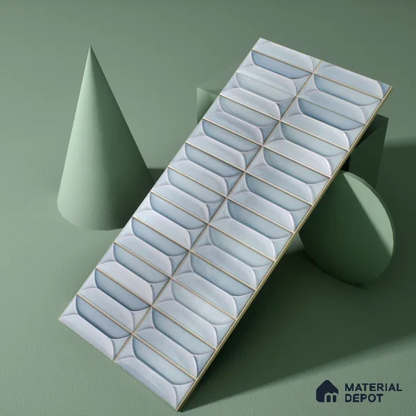 Faux Subway Wall Tile TL 04688 Capsule Solara Fairy Blue 2 ft x 1 ft Ceramic Glossy Finish - 9 mm | Suitable For Kitchen, Bathroom Walls and Backsplashes | Please Expect a Slight Variation of Pattern (Sample)