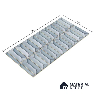 Faux Subway Wall Tile TL 04688 Capsule Solara Fairy Blue 2 ft x 1 ft Ceramic Glossy Finish - 9 mm | Suitable For Kitchen, Bathroom Walls and Backsplashes | Please Expect a Slight Variation of Pattern (Sample)