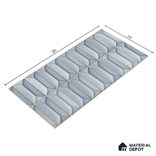 Faux Subway Wall Tile TL 04688 Capsule Solara Fairy Blue 2 ft x 1 ft Ceramic Glossy Finish - 9 mm | Suitable For Kitchen, Bathroom Walls and Backsplashes | Please Expect a Slight Variation of Pattern (Sample)