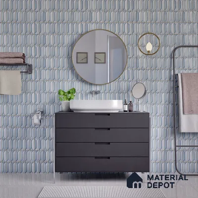 Faux Subway Wall Tile TL 04688 Capsule Solara Fairy Blue 2 ft x 1 ft Ceramic Glossy Finish - 9 mm | Suitable For Kitchen, Bathroom Walls and Backsplashes | Please Expect a Slight Variation of Pattern (Sample)