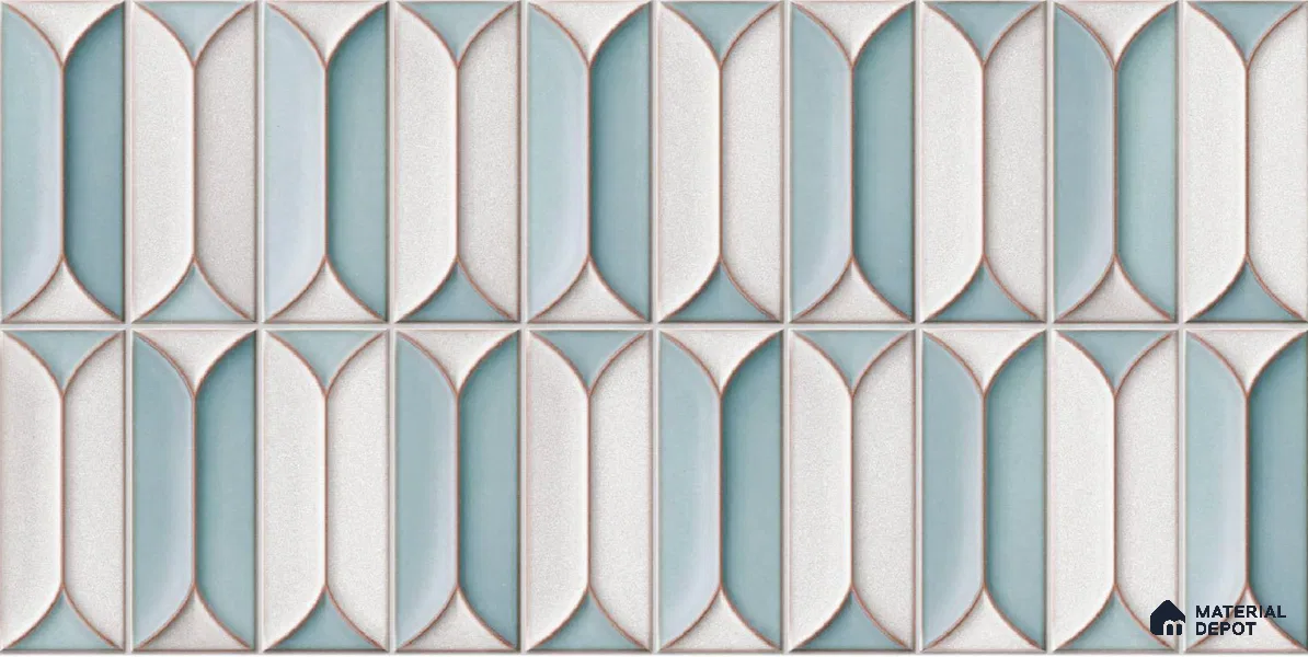 Faux Subway Wall Tile TL 04688 G Capsule Solara Boreal Blue 2 ft x 1 ft Ceramic Glossy Finish - 9 mm | Suitable For Kitchen, Bathroom Walls and Backsplashes | Please Expect a Slight Variation of Pattern (Sample)
