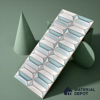 Faux Subway Wall Tile TL 04688 G Capsule Solara Boreal Blue 2 ft x 1 ft Ceramic Glossy Finish - 9 mm | Suitable For Kitchen, Bathroom Walls and Backsplashes | Please Expect a Slight Variation of Pattern (Sample)