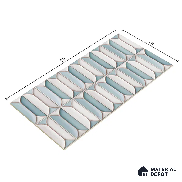 Faux Subway Wall Tile TL 04688 G Capsule Solara Boreal Blue 2 ft x 1 ft Ceramic Glossy Finish - 9 mm | Suitable For Kitchen, Bathroom Walls and Backsplashes | Please Expect a Slight Variation of Pattern (Sample)