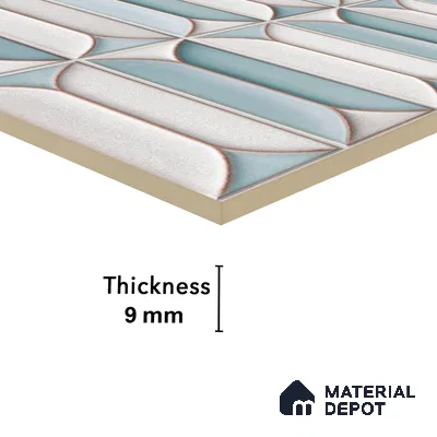 Faux Subway Wall Tile TL 04688 G Capsule Solara Boreal Blue 2 ft x 1 ft Ceramic Glossy Finish - 9 mm | Suitable For Kitchen, Bathroom Walls and Backsplashes | Please Expect a Slight Variation of Pattern (Sample)