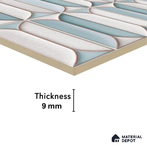 Faux Subway Wall Tile TL 04688 G Capsule Solara Boreal Blue 2 ft x 1 ft Ceramic Glossy Finish - 9 mm | Suitable For Kitchen, Bathroom Walls and Backsplashes | Please Expect a Slight Variation of Pattern (Sample)