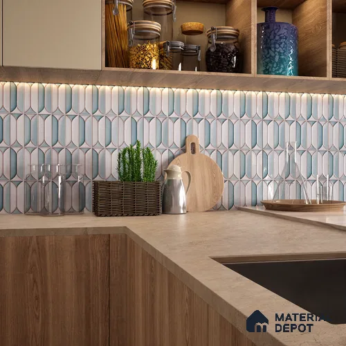 Faux Subway Wall Tile TL 04688 G Capsule Solara Boreal Blue 2 ft x 1 ft Ceramic Glossy Finish - 9 mm | Suitable For Kitchen, Bathroom Walls and Backsplashes | Please Expect a Slight Variation of Pattern