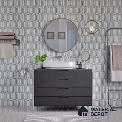Faux Subway Wall Tile TL 04688 G Capsule Solara Boreal Blue 2 ft x 1 ft Ceramic Glossy Finish - 9 mm | Suitable For Kitchen, Bathroom Walls and Backsplashes | Please Expect a Slight Variation of Pattern (Sample)