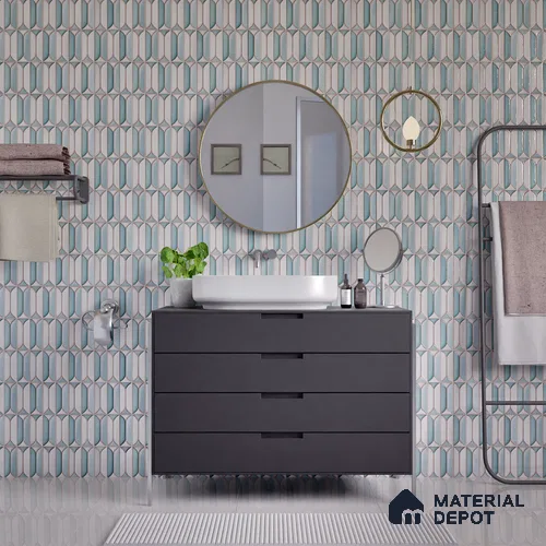 Faux Subway Wall Tile TL 04688 G Capsule Solara Boreal Blue 2 ft x 1 ft Ceramic Glossy Finish - 9 mm | Suitable For Kitchen, Bathroom Walls and Backsplashes | Please Expect a Slight Variation of Pattern