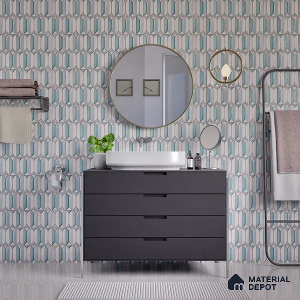 Faux Subway Wall Tile TL 04688 G Capsule Solara Boreal Blue 2 ft x 1 ft Ceramic Glossy Finish - 9 mm | Suitable For Kitchen, Bathroom Walls and Backsplashes | Please Expect a Slight Variation of Pattern (Sample)