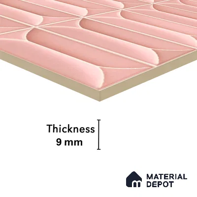 Faux Subway Wall Tile TL 04688 I Capsule Solara Kent Pink 2 ft x 1 ft Ceramic Glossy Finish - 9 mm | Suitable For Kitchen, Bathroom Walls and Backsplashes | Please Expect a Slight Variation of Pattern (Sample)