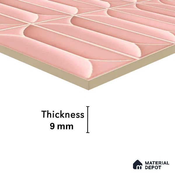 Faux Subway Wall Tile TL 04688 I Capsule Solara Kent Pink 2 ft x 1 ft Ceramic Glossy Finish - 9 mm | Suitable For Kitchen, Bathroom Walls and Backsplashes | Please Expect a Slight Variation of Pattern (Sample)
