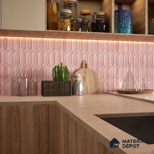 Faux Subway Wall Tile TL 04688 I Capsule Solara Kent Pink 2 ft x 1 ft Ceramic Glossy Finish - 9 mm | Suitable For Kitchen, Bathroom Walls and Backsplashes | Please Expect a Slight Variation of Pattern