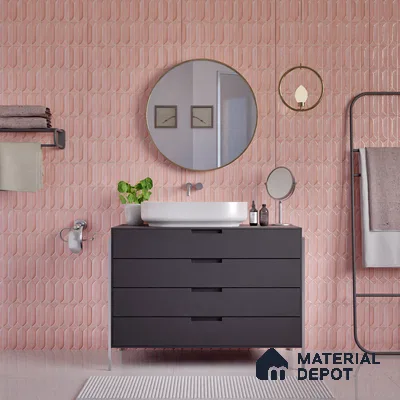 Faux Subway Wall Tile TL 04688 I Capsule Solara Kent Pink 2 ft x 1 ft Ceramic Glossy Finish - 9 mm | Suitable For Kitchen, Bathroom Walls and Backsplashes | Please Expect a Slight Variation of Pattern (Sample)