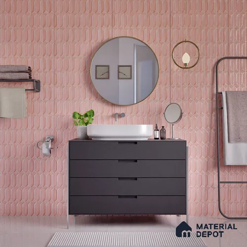 Faux Subway Wall Tile TL 04688 I Capsule Solara Kent Pink 2 ft x 1 ft Ceramic Glossy Finish - 9 mm | Suitable For Kitchen, Bathroom Walls and Backsplashes | Please Expect a Slight Variation of Pattern