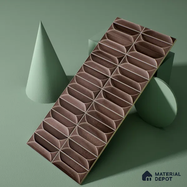 Faux Subway Wall Tile TL 04688 J Capsule Solara Berlin Brown 2 ft x 1 ft Ceramic Glossy Finish - 9 mm | Suitable For Kitchen, Bathroom Walls and Backsplashes | Please Expect a Slight Variation of Pattern (Sample)