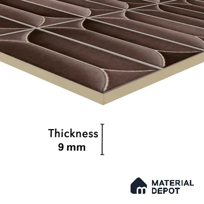 Faux Subway Wall Tile TL 04688 J Capsule Solara Berlin Brown 2 ft x 1 ft Ceramic Glossy Finish - 9 mm | Suitable For Kitchen, Bathroom Walls and Backsplashes | Please Expect a Slight Variation of Pattern (Sample)