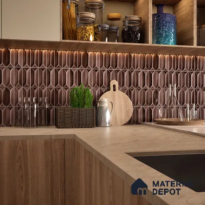 Faux Subway Wall Tile TL 04688 J Capsule Solara Berlin Brown 2 ft x 1 ft Ceramic Glossy Finish - 9 mm | Suitable For Kitchen, Bathroom Walls and Backsplashes | Please Expect a Slight Variation of Pattern (Sample)