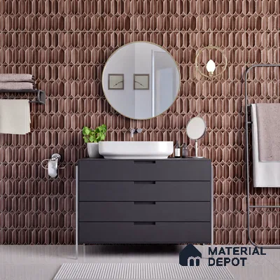 Faux Subway Wall Tile TL 04688 J Capsule Solara Berlin Brown 2 ft x 1 ft Ceramic Glossy Finish - 9 mm | Suitable For Kitchen, Bathroom Walls and Backsplashes | Please Expect a Slight Variation of Pattern (Sample)