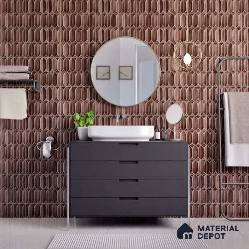 Faux Subway Wall Tile TL 04688 J Capsule Solara Berlin Brown 2 ft x 1 ft Ceramic Glossy Finish - 9 mm | Suitable For Kitchen, Bathroom Walls and Backsplashes | Please Expect a Slight Variation of Pattern