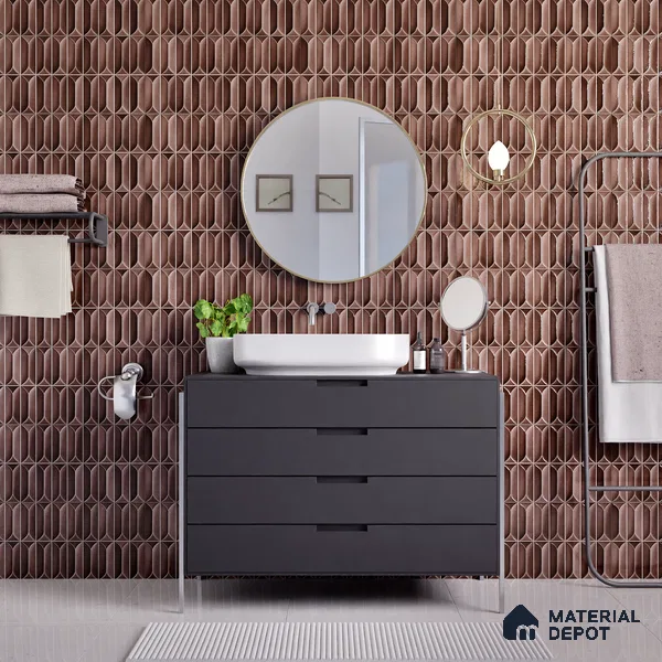Faux Subway Wall Tile TL 04688 J Capsule Solara Berlin Brown 2 ft x 1 ft Ceramic Glossy Finish - 9 mm | Suitable For Kitchen, Bathroom Walls and Backsplashes | Please Expect a Slight Variation of Pattern (Sample)