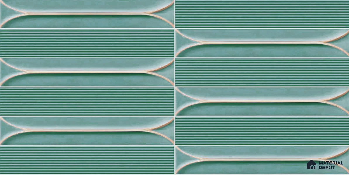 Faux Subway Wall Tile TL 04690 B Horizon Capsule Solara Blue Marley 2 ft x 1 ft Ceramic Glossy Finish - 9 mm | Suitable For Kitchen, Bathroom Walls and Backsplashes | Please Expect a Slight Variation of Pattern (Sample)