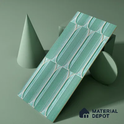Faux Subway Wall Tile TL 04690 B Horizon Capsule Solara Blue Marley 2 ft x 1 ft Ceramic Glossy Finish - 9 mm | Suitable For Kitchen, Bathroom Walls and Backsplashes | Please Expect a Slight Variation of Pattern (Sample)
