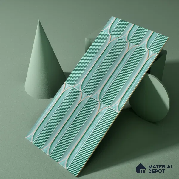 Faux Subway Wall Tile TL 04690 B Horizon Capsule Solara Blue Marley 2 ft x 1 ft Ceramic Glossy Finish - 9 mm | Suitable For Kitchen, Bathroom Walls and Backsplashes | Please Expect a Slight Variation of Pattern (Sample)