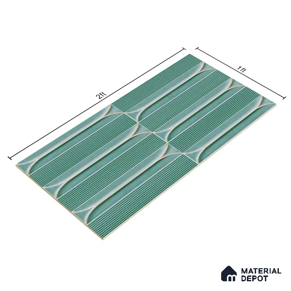 Faux Subway Wall Tile TL 04690 B Horizon Capsule Solara Blue Marley 2 ft x 1 ft Ceramic Glossy Finish - 9 mm | Suitable For Kitchen, Bathroom Walls and Backsplashes | Please Expect a Slight Variation of Pattern (Sample)