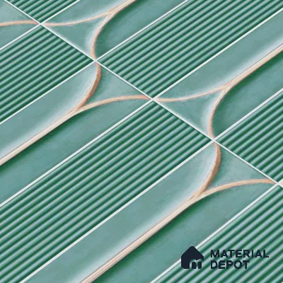 Faux Subway Wall Tile TL 04690 B Horizon Capsule Solara Blue Marley 2 ft x 1 ft Ceramic Glossy Finish - 9 mm | Suitable For Kitchen, Bathroom Walls and Backsplashes | Please Expect a Slight Variation of Pattern (Sample)
