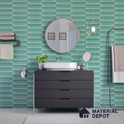 Faux Subway Wall Tile TL 04690 B Horizon Capsule Solara Blue Marley 2 ft x 1 ft Ceramic Glossy Finish - 9 mm | Suitable For Kitchen, Bathroom Walls and Backsplashes | Please Expect a Slight Variation of Pattern (Sample)