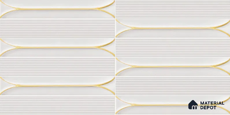 Faux Subway Wall Tile TL 04690 C Horizon Capsule Solara Feather White 2 ft x 1 ft Ceramic Glossy Finish - 9 mm | Suitable For Kitchen, Bathroom Walls and Backsplashes | Please Expect a Slight Variation of Pattern (Sample)