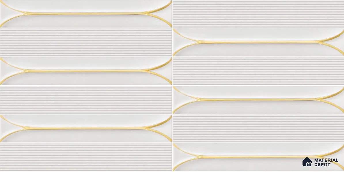 Faux Subway Wall Tile TL 04690 C Horizon Capsule Solara Feather White 2 ft x 1 ft Ceramic Glossy Finish - 9 mm | Suitable For Kitchen, Bathroom Walls and Backsplashes | Please Expect a Slight Variation of Pattern (Sample)