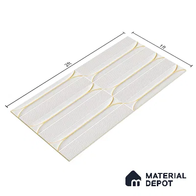 Faux Subway Wall Tile TL 04690 C Horizon Capsule Solara Feather White 2 ft x 1 ft Ceramic Glossy Finish - 9 mm | Suitable For Kitchen, Bathroom Walls and Backsplashes | Please Expect a Slight Variation of Pattern (Sample)