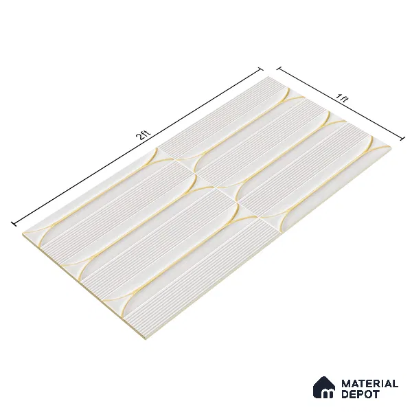 Faux Subway Wall Tile TL 04690 C Horizon Capsule Solara Feather White 2 ft x 1 ft Ceramic Glossy Finish - 9 mm | Suitable For Kitchen, Bathroom Walls and Backsplashes | Please Expect a Slight Variation of Pattern (Sample)