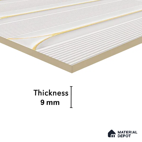 Faux Subway Wall Tile TL 04690 C Horizon Capsule Solara Feather White 2 ft x 1 ft Ceramic Glossy Finish - 9 mm | Suitable For Kitchen, Bathroom Walls and Backsplashes | Please Expect a Slight Variation of Pattern (Sample)