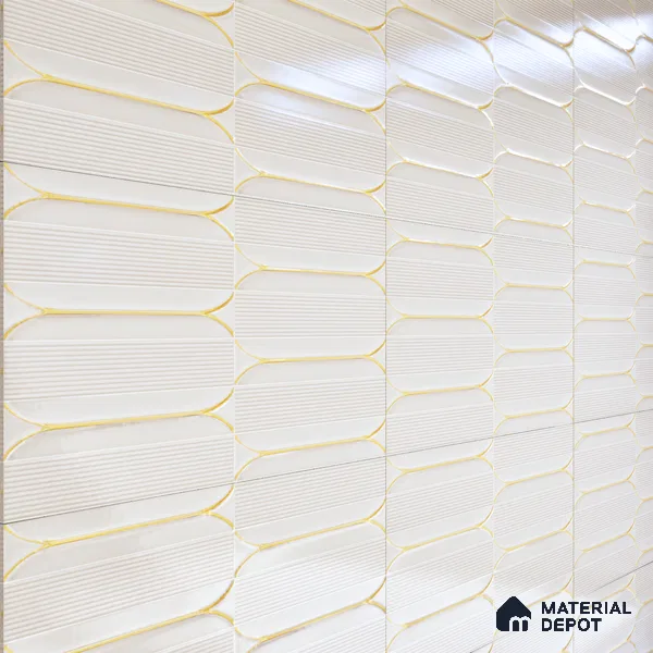 Faux Subway Wall Tile TL 04690 C Horizon Capsule Solara Feather White 2 ft x 1 ft Ceramic Glossy Finish - 9 mm | Suitable For Kitchen, Bathroom Walls and Backsplashes | Please Expect a Slight Variation of Pattern (Sample)