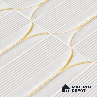 Faux Subway Wall Tile TL 04690 C Horizon Capsule Solara Feather White 2 ft x 1 ft Ceramic Glossy Finish - 9 mm | Suitable For Kitchen, Bathroom Walls and Backsplashes | Please Expect a Slight Variation of Pattern (Sample)