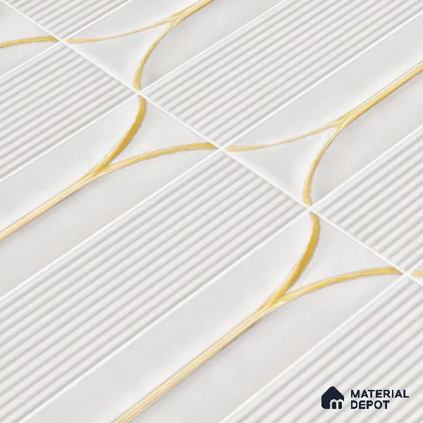 Faux Subway Wall Tile TL 04690 C Horizon Capsule Solara Feather White 2 ft x 1 ft Ceramic Glossy Finish - 9 mm | Suitable For Kitchen, Bathroom Walls and Backsplashes | Please Expect a Slight Variation of Pattern (Sample)