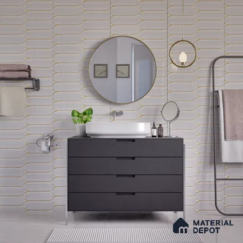 Faux Subway Wall Tile TL 04690 C Horizon Capsule Solara Feather White 2 ft x 1 ft Ceramic Glossy Finish - 9 mm | Suitable For Kitchen, Bathroom Walls and Backsplashes | Please Expect a Slight Variation of Pattern