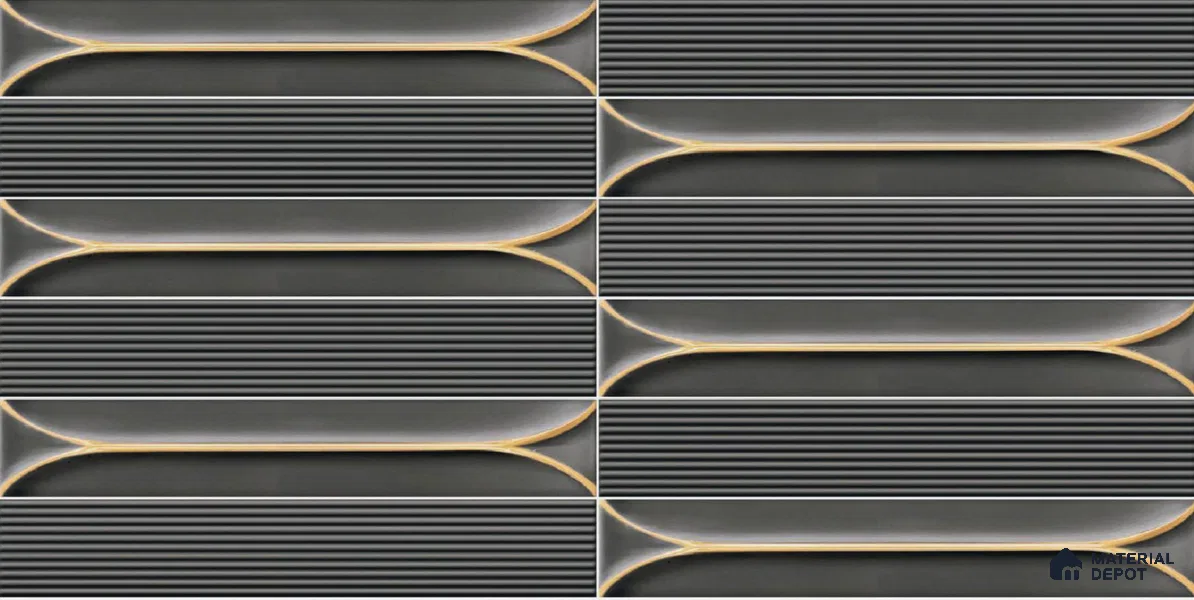 Faux Subway Wall Tile TL 04690 D Horizon Capsule Solara Anchor Grey 2 ft x 1 ft Ceramic Glossy Finish - 9 mm | Suitable For Kitchen, Bathroom Walls and Backsplashes | Please Expect a Slight Variation of Pattern (Sample)