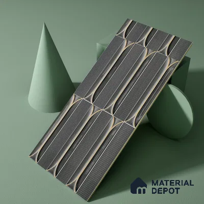 Faux Subway Wall Tile TL 04690 D Horizon Capsule Solara Anchor Grey 2 ft x 1 ft Ceramic Glossy Finish - 9 mm | Suitable For Kitchen, Bathroom Walls and Backsplashes | Please Expect a Slight Variation of Pattern (Sample)