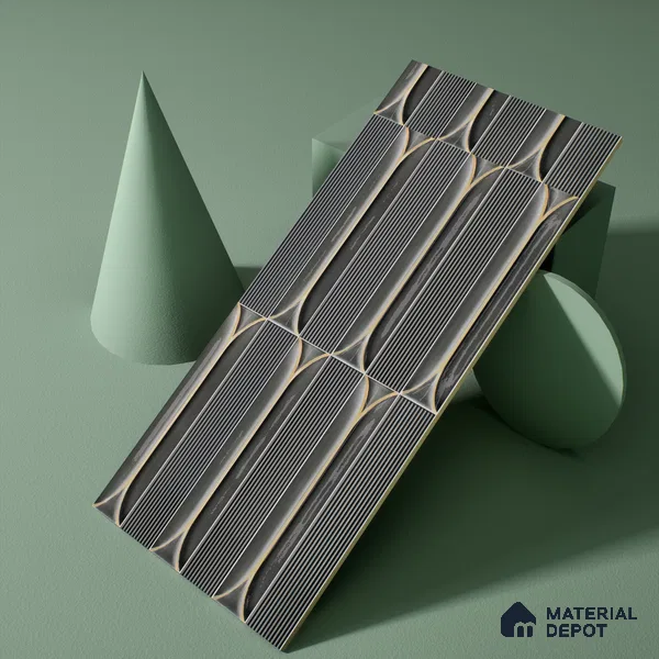 Faux Subway Wall Tile TL 04690 D Horizon Capsule Solara Anchor Grey 2 ft x 1 ft Ceramic Glossy Finish - 9 mm | Suitable For Kitchen, Bathroom Walls and Backsplashes | Please Expect a Slight Variation of Pattern (Sample)