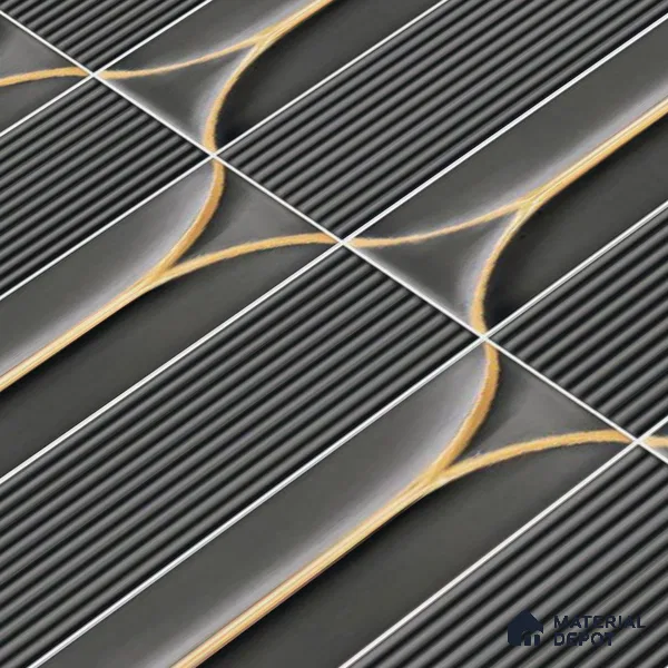 Faux Subway Wall Tile TL 04690 D Horizon Capsule Solara Anchor Grey 2 ft x 1 ft Ceramic Glossy Finish - 9 mm | Suitable For Kitchen, Bathroom Walls and Backsplashes | Please Expect a Slight Variation of Pattern (Sample)